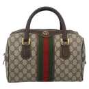 GUCCI GG Supreme Web Sherry Line Bag PVC Beige Gold 67 01 4422 Auth 183682-2