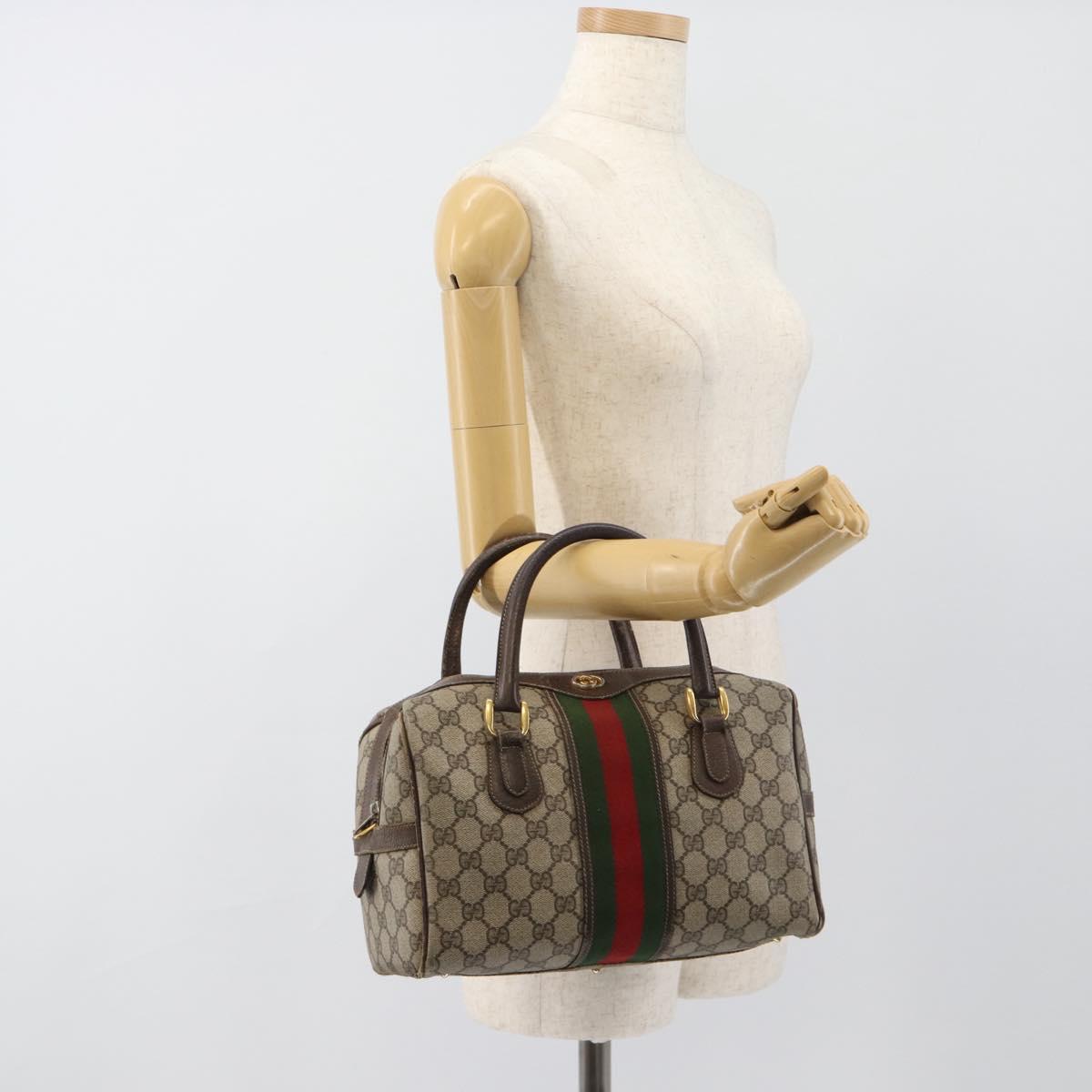 GUCCI GG Supreme Web Sherry Line Bag PVC Beige Gold 67 01 4422