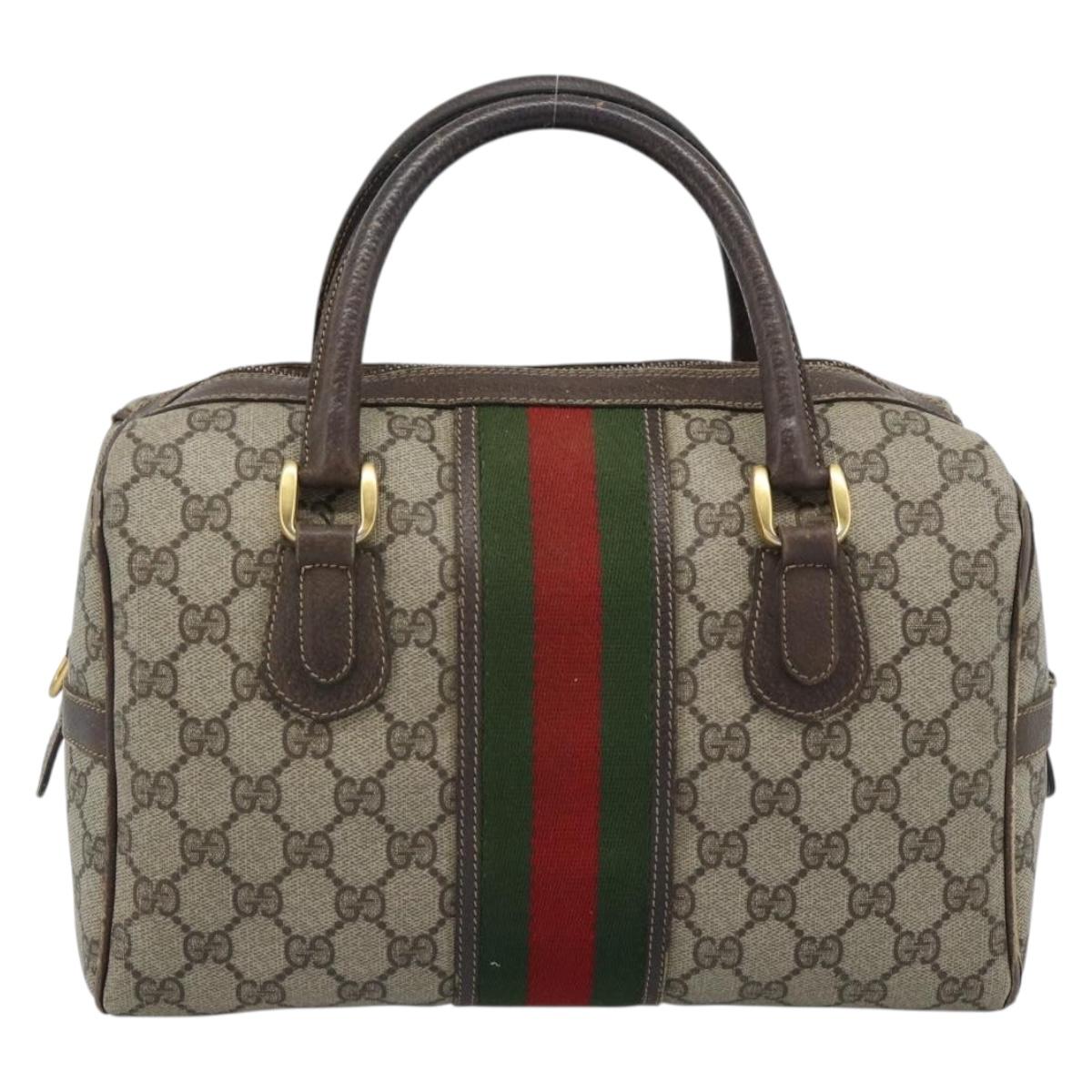GUCCI GG Supreme Web Sherry Line Bag PVC Beige Gold 67 01 4422