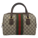 GUCCI GG Supreme Web Sherry Line Bag PVC Beige Gold 67 01 4422 Auth 183682-3