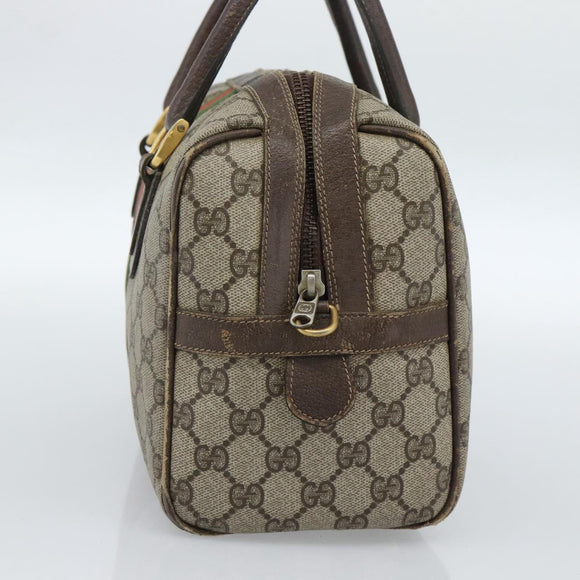 GUCCI GG Supreme Web Sherry Line Bag PVC Beige Gold 67 01 4422 Auth 183682