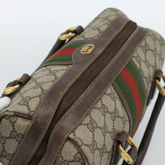 GUCCI GG Supreme Web Sherry Line Bag PVC Beige Gold 67 01 4422 Auth 183682