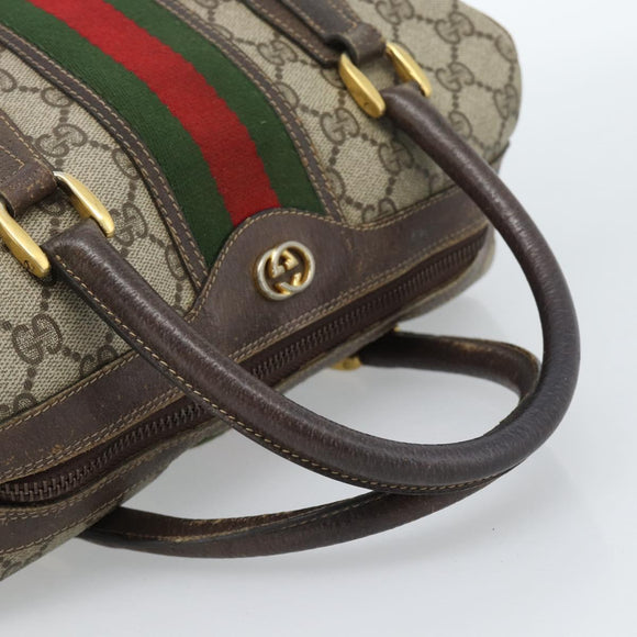 GUCCI GG Supreme Web Sherry Line Bag PVC Beige Gold 67 01 4422 Auth 183682