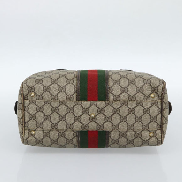 GUCCI GG Supreme Web Sherry Line Bag PVC Beige Gold 67 01 4422 Auth 183682