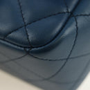 CHANEL Chain Mini Matelasse 16 Shoulder Bag Lamb Skin Blue Gold CC Auth 183683M-14