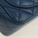 CHANEL Chain Mini Matelasse 16 Shoulder Bag Lamb Skin Blue Gold CC Auth 183683M-15