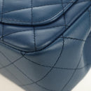 CHANEL Chain Mini Matelasse 16 Shoulder Bag Lamb Skin Blue Gold CC Auth 183683M-16