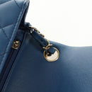 CHANEL Chain Mini Matelasse 16 Shoulder Bag Lamb Skin Blue Gold CC Auth 183683M-20