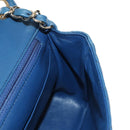 CHANEL Chain Mini Matelasse 16 Shoulder Bag Lamb Skin Blue Gold CC Auth 183683M-22