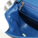 CHANEL Chain Mini Matelasse 16 Shoulder Bag Lamb Skin Blue Gold CC Auth 183683M-23