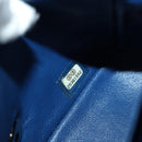 CHANEL Chain Mini Matelasse 16 Shoulder Bag Lamb Skin Blue Gold CC Auth 183683M-12