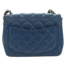 CHANEL Chain Mini Matelasse 16 Shoulder Bag Lamb Skin Blue Gold CC Auth 183683M-2