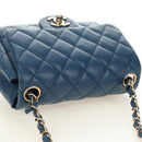 CHANEL Chain Mini Matelasse 16 Shoulder Bag Lamb Skin Blue Gold CC Auth 183683M-6