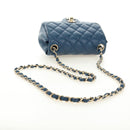 CHANEL Chain Mini Matelasse 16 Shoulder Bag Lamb Skin Blue Gold CC Auth 183683M-7