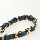CHANEL Chain Mini Matelasse 16 Shoulder Bag Lamb Skin Blue Gold CC Auth 183683M-8