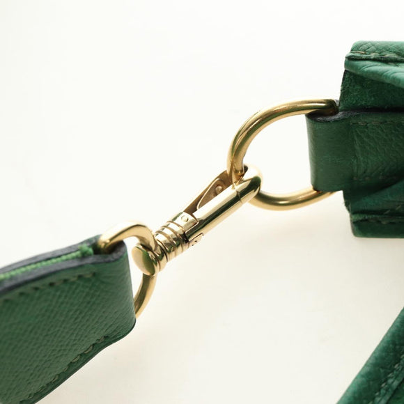 HERMES Evelyn 1GM Shoulder Bag Leather Green Gold Auth 183685V