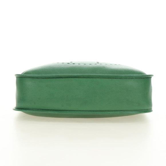 HERMES Evelyn 1GM Shoulder Bag Leather Green Gold Auth 183685V