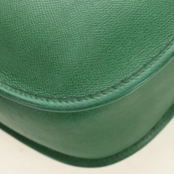 HERMES Evelyn 1GM Shoulder Bag Leather Green Gold Auth 183685V