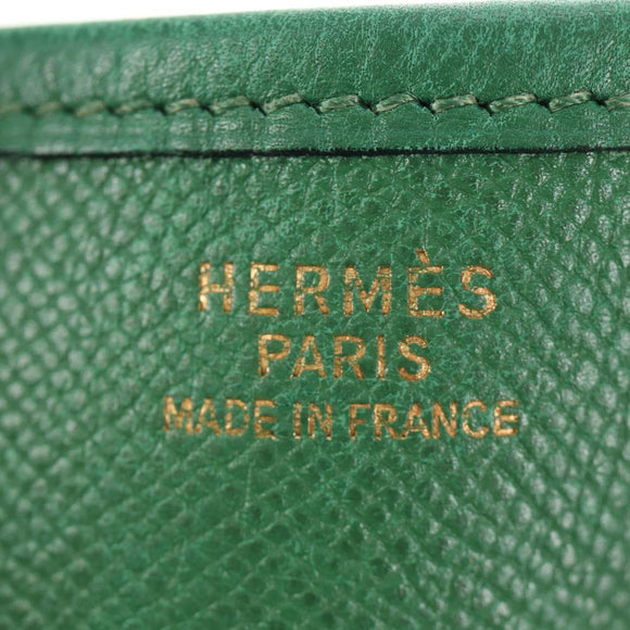 HERMES Evelyn 1GM Shoulder Bag Leather Green Gold Auth 183685V