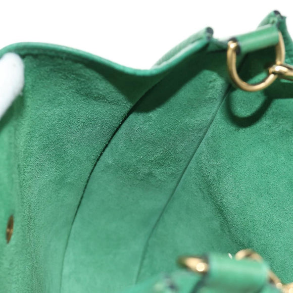 HERMES Evelyn 1GM Shoulder Bag Leather Green Gold Auth 183685V