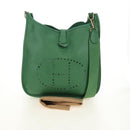 HERMES Evelyn 1GM Shoulder Bag Leather Green Gold Auth 183685V-12