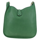 HERMES Evelyn 1GM Shoulder Bag Leather Green Gold Auth 183685V-2