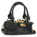 Chloe Mini Paddington Hand Bag Leather Black Silver gold Auth 183688M-1