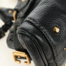 Chloe Mini Paddington Hand Bag Leather Black Silver gold Auth 183688M-10