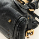 Chloe Mini Paddington Hand Bag Leather Black Silver gold Auth 183688M-11