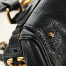 Chloe Mini Paddington Hand Bag Leather Black Silver gold Auth 183688M-12