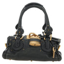 Chloe Mini Paddington Hand Bag Leather Black Silver gold Auth 183688M-2