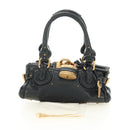 Chloe Mini Paddington Hand Bag Leather Black Silver gold Auth 183688M-26