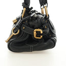 Chloe Mini Paddington Hand Bag Leather Black Silver gold Auth 183688M-4