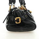 Chloe Mini Paddington Hand Bag Leather Black Silver gold Auth 183688M-5
