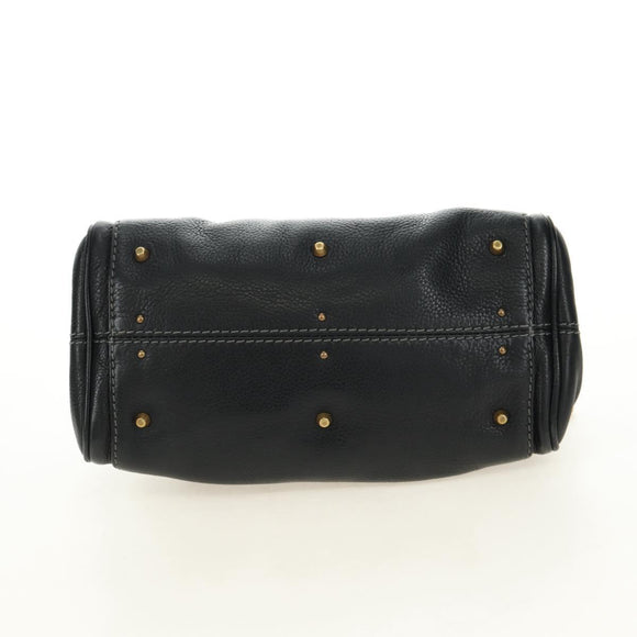Chloe Mini Paddington Hand Bag Leather Black Silver gold Auth 183688M
