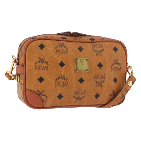 MCM Vicetos Logogram Shoulder Bag PVC Leather Brown Gold Auth 183689