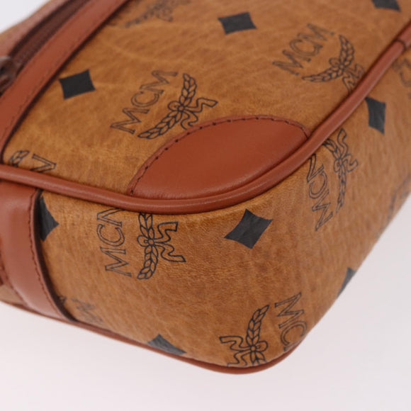 MCM Vicetos Logogram Shoulder Bag PVC Leather Brown Gold Auth 183689