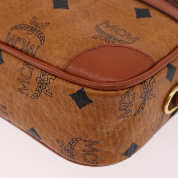 MCM Vicetos Logogram Shoulder Bag PVC Leather Brown Gold Auth 183689