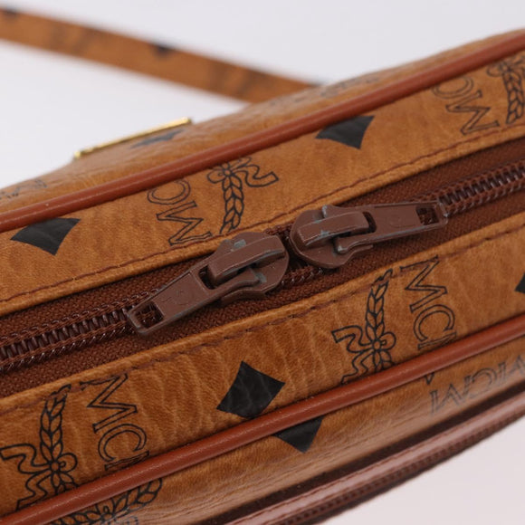 MCM Vicetos Logogram Shoulder Bag PVC Leather Brown Gold Auth 183689