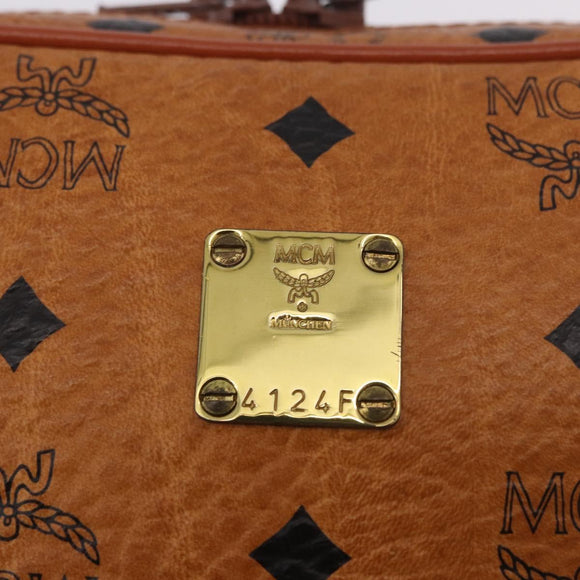 MCM Vicetos Logogram Shoulder Bag PVC Leather Brown Gold Auth 183689