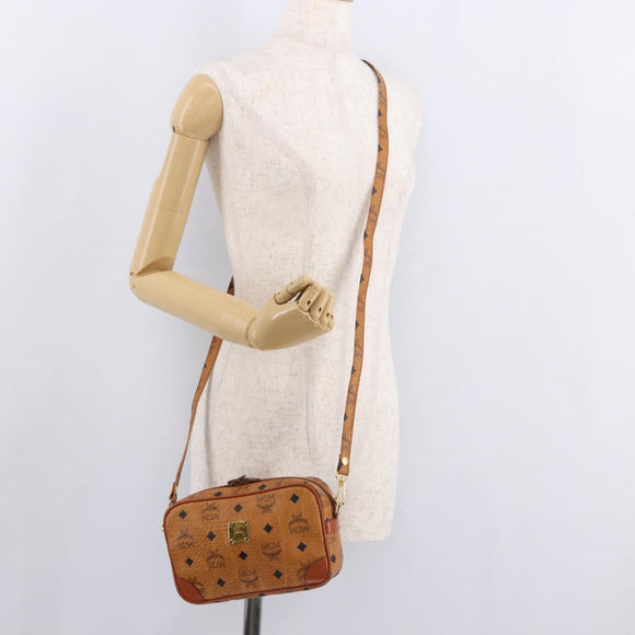 MCM Vicetos Logogram Shoulder Bag PVC Leather Brown Gold Auth 183689