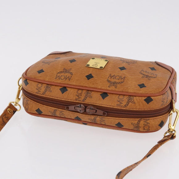 MCM Vicetos Logogram Shoulder Bag PVC Leather Brown Gold Auth 183689