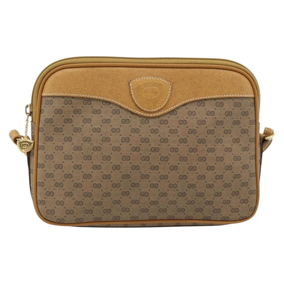 GUCCI Micro GG Supreme Shoulder Bag PVC Beige Gold 007 123 0428 Auth 183690