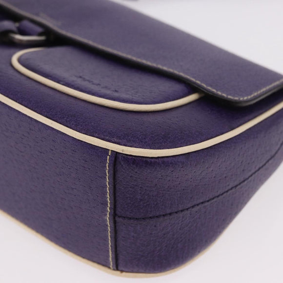 PRADA Shoulder Bag Leather Purple Silver Auth 183691A