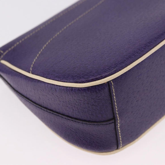 PRADA Shoulder Bag Leather Purple Silver Auth 183691A