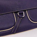 PRADA Shoulder Bag Leather Purple Silver Auth 183691A-18