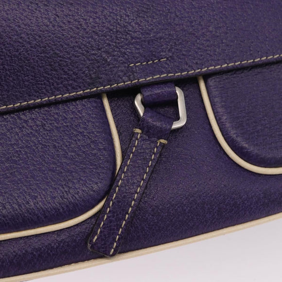 PRADA Shoulder Bag Leather Purple Silver Auth 183691A