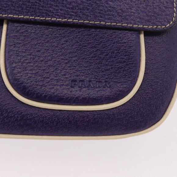 PRADA Shoulder Bag Leather Purple Silver Auth 183691A
