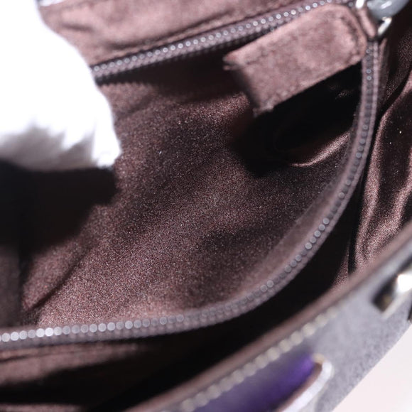 PRADA Shoulder Bag Leather Purple Silver Auth 183691A