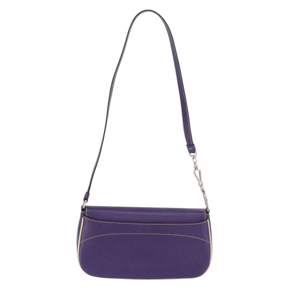 PRADA Shoulder Bag Leather Purple Silver Auth 183691A